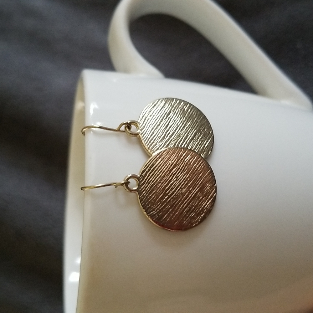 Textured Gold Circle Earrings